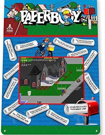 TIN SIGN Paperboy Arcade Sign Game Room Sign Marquee Retro Classic Gaming Console C735