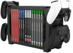 TNP Games Storage Tower (Up to 15 CD Disc) For PS5 Game Disk Rack and Controller Stand Holder For...