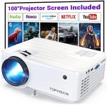 TOPVISION Projector, 7500L Portable Mini Projector with 100” Projector Screen, 1080P Supported,...
