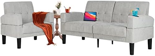 TYBOATLE Modern Living Room Furniture Sectional Sofa Sets 2 Piece, Tufted Mid-Century Loveseat Couch...