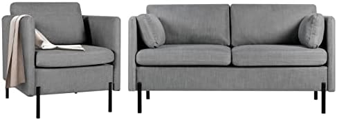 TYBOATLE Modern Living Room Furniture Sectional Sofa Sets 2 Pieces, Mid-Century Loveseat Couch and...