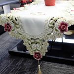 Table Runner, Farmhouse White Hollow Lace Floral Embroidered Rectangle Modern Table Flags for Dining...