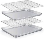 TeamFar Baking Sheet with Rack Set (2 Pans + 2 Racks), Stainless Steel Baking Pan Cookie Sheet with...