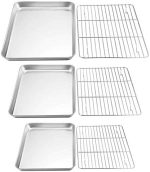 TeamFar Baking Sheet with Rack Set, Stainless Steel Cookie Sheet Baking Pans with Cooling Rack, Non...