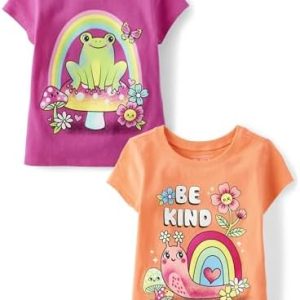 The Children's Place Baby Toddler Girls 2-Pack Short Sleeve Graphic T-Shirt