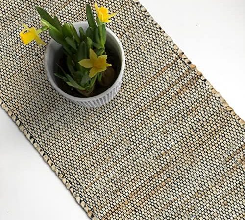 The Home Talk Happy Easter Table Runner 13'' x 72'' Decorative Natural Jute Farmhouse Table Runner...
