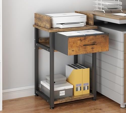 TigerDad Printer Stand with Storage Drawer, Multifunctional Desk Organizer for Fax Machine Scanner...