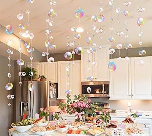 Transparent Bubble Garlands Mermaid Party Decoration Colored Blue Flat Cutouts Hanging Streamer for...