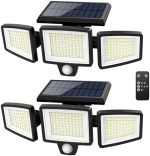 Tuffenough Solar Outdoor Lights 2500LM 210 LED Security Lights with Remote Control,3 Heads Motion...