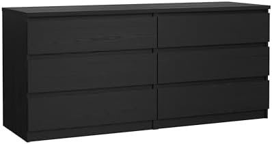 Tvilum 6 Drawer Double Dresser, Black Woodgrain