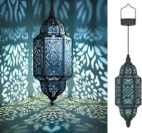 Twinkya Hanging Solar Lights Outdoor Garden Decorative Solar Lantern Waterproof Metal Moroccan...