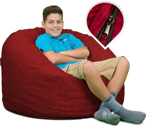 ULTIMATE SACK 3000 (3 ft.) Bean Bag Chair Cover in Multiple Colors: Cover ONLY. (3000, Burgundy...