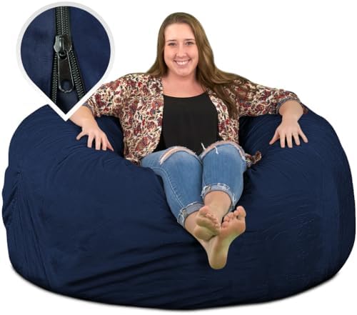 ULTIMATE SACK 5000 (5 ft.) Bean Bag Chair Cover in Multiple Colors: Cover ONLY. (5000, Navy Suede)