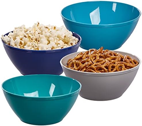 US Acrylic Fresco 6-inch Plastic Bowls for Cereal or Salad | set of 8 in 4 Coastal Colors