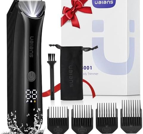 Ualans Electric Body Shaver Groomer, Cordless Pubic Hair Trimmer for Men, IPX7 Waterproof Ball...
