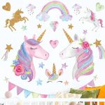 Unicorn Wall Decals Cute Background Wall Children's Room Girls Princess Bedroom Decoration Wall...