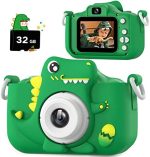 Upgrade Dinosaur Kids Camera, Christmas Birthday Gifts for Girls Boys 3-12, 1080P HD Selfie Digital...