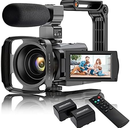 VAFOTON 4K Video Camera Camcorder with Microphone, 48MP Vlogging Camera for YouTube 16X Zoom 3.0"...