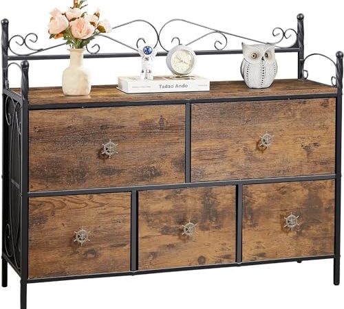 VECELO Bedroom with 5 Small Chest of Drawers for Living Room, Nursery, Entryway, Fabric Furniture...