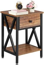 VECELO Modern Side End Table, Nightstand Storage Shelf with Bin Drawer for Living Room, Bedroom,...