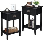 VECELO Nightstands Set of 2, Side End Table with Drawers for Bedroom, Living Room Sofa Bedside,...