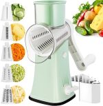 VEKAYA Rotary Cheese Grater, 5 in 1 Cheese Grater with Handle, Replaceable Stainless Blades Cheese...
