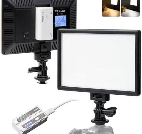 VILTROX L116T 3300K-5600K LED Photography Light Kit with NP-F550 Battery, Super Thin On Camera LED...