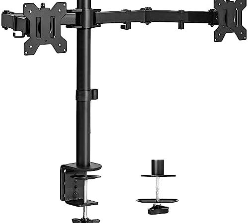 VIVO Dual Monitor Desk Mount, Heavy Duty Fully Adjustable Steel Stand, Holds 2 Computer Screens up...