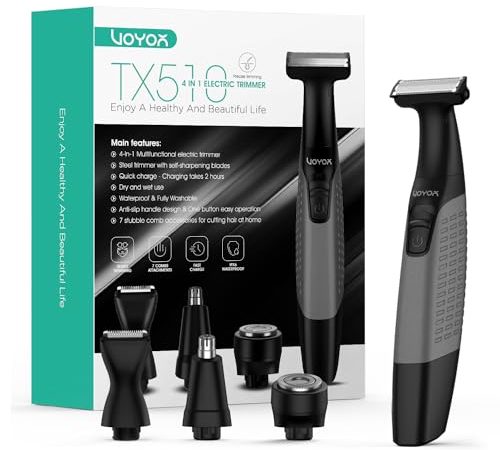 VOYOR Beard Trimmer for Men Electric Razor, Nose Face Body Hair Trimmer with Adjustable Length Combs...