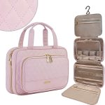 VZAEMDEY Travel Toiletry Bag For Women,PU Leather Water-resistant Makeup Bag Organizer With Hanging...