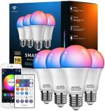 Vanance Smart Light Bulbs 4Pack with Remote, A19 E26 800LM LED Color Changing Light Bulb, WiFi &...