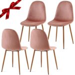 Velvet Dining Chairs Set of 4 - Kitchen Chairs with Metal Legs for Living, Bedroom, Restaurant -...