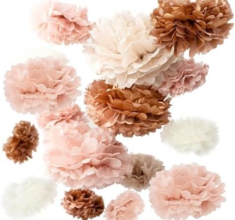 Vidal Crafts 20 Pcs Party Tissue Paper Pom Poms Set - Blush Pink Tissue Paper Flowers Decorations...