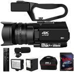 Video Camera 4K Camcorder Ultra HD 48MP 30X Digital Zoom Camera for YouTube IR Night Vision 4500mAh...