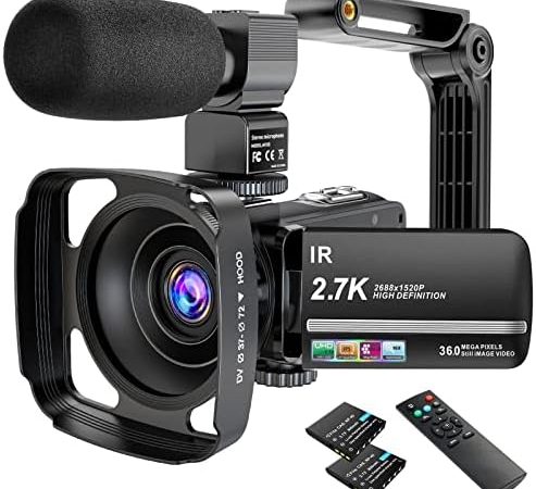 Video Camera Camcorder 2.7K Ultra HD YouTube Vlogging Camera 36MP IR Night Vision Digital Camera...