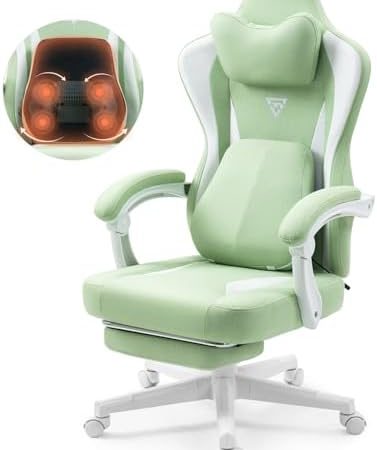 Vigosit Gaming Chair with Heated Massage Lumbar Support, Breathable Fabric Office Chair with Pocket...