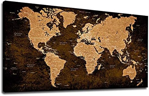 Vintage World Map Wall Art Living Room Bedroom Decoration Modern Map Painting Prints Contemporary...