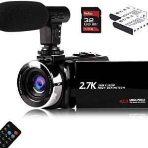 Vmotal Video Camera Camcorder with Microphone, 2.7K HD 42.0 MP 18X Digital Zoom 1080P Vlogging...