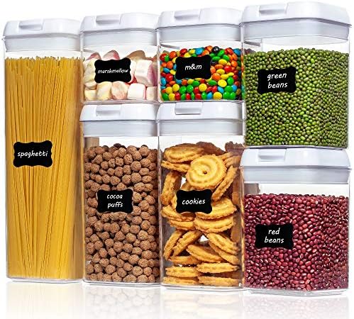 Vtopmart Airtight Food Storage Containers, 7 Pieces BPA Free Plastic Cereal Containers with Easy...