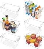 Vtopmart Clear Plastic Pantry Organizer Bins, 6 PCS Food Storage Bins with Handle for Refrigerator,...