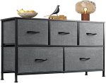 WLIVE Dresser for Bedroom with 5 Drawers, Wide Chest of Drawers, Fabric Dresser, Storage Organizer...