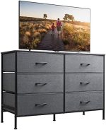 WLIVE Wide Dresser with 6 Drawers, TV Stand for 50" TV, Entertainment Center with Metal Frame,...