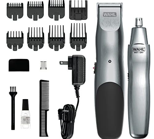 Wahl Groomsman Cord/Cordless Hair Trimmer kit for Men for Mustaches, Hair, Nose Hair, and Light...