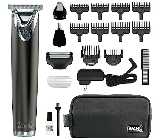 Wahl USA Stainless Steel Lithium Ion 2.0+ Slate Beard Trimmer for Men - Electric Shaver, Nose Ear...