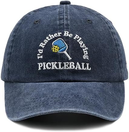 Waldeal Pickleball Hat, I'd Rather Be Playing Pickleball Baseball Cap, Adjustable Washed Baseball...