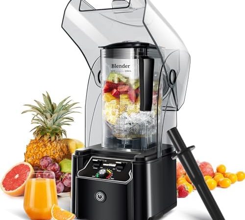 WantJoin Professional Commercial Blender With Shield Quiet Sound Enclosure 2200W Industries Strong...