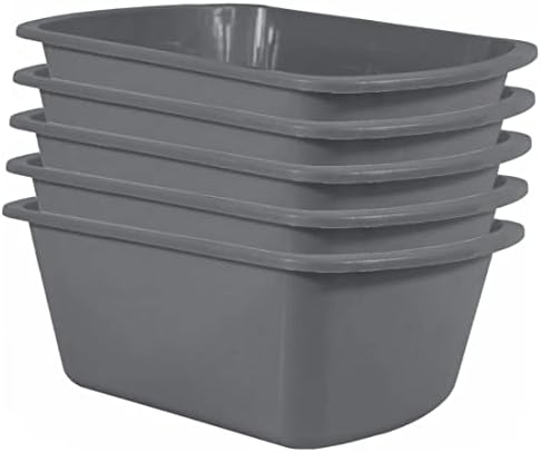 Wash Basins – Rectangular Plastic Hospital Bedside Soaking Tub [5 Pack] Small 7 Quart Graduated...