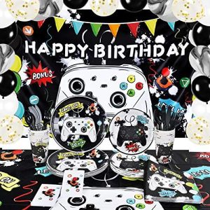 Watercolor Video Game Birthday Party Supplies - Game Theme Party Decorations for Boys Birthday...