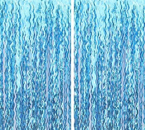 Wavy Tinsel Foil Fringe Curtain Photo Booth Props for Mermaid Birthday Under The Sea Party...