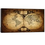 Welmeco Large Old Map of the World Wall Canvas Prints Retro Map Poster Framed and Stretched Painting...